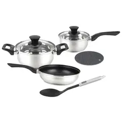 MARMICOC - Batería de cocina 7 Piezas Acero inoxidable Bali Plateado