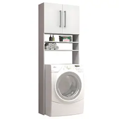 MOBILFRANK - Mueble Organizador Logia Lavadora MDP 3 Nivel(es) 68x190x25 cm Blanco