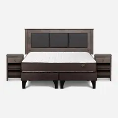 ROSEN - Cama 2 Plazas Europea New Ergo T + Respaldo + 2 Veladores