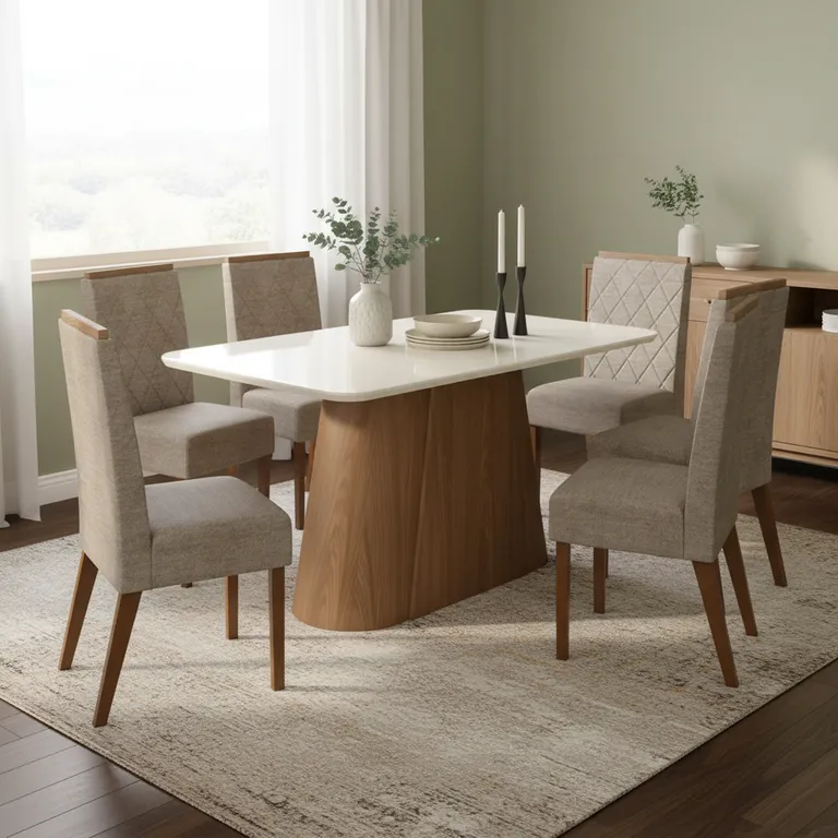 Juego de comedor Vera 6 Sillas Mesa Rectangular 77,5X114,5X50 Café