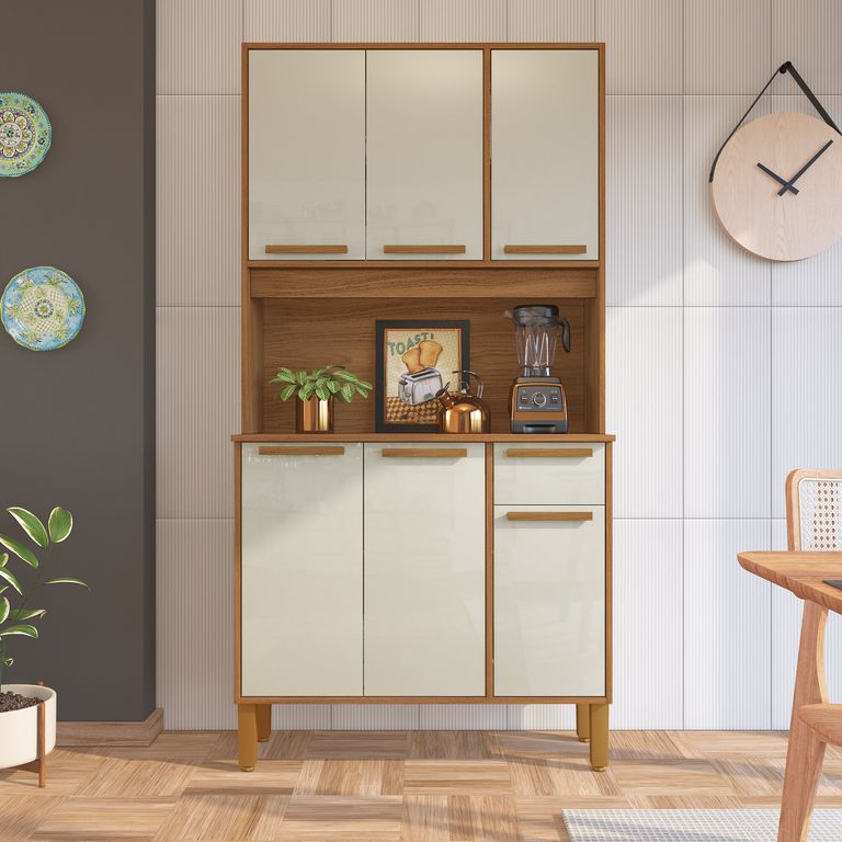 Kit Mueble Cocina 6 Puertas 1 Cajón Repisas Interiores 90 Cm