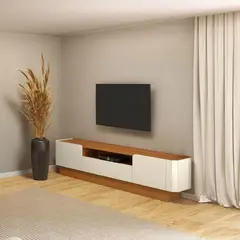 DECOCASA - Rack 75 " R427 Off White Castaño 220x57x37.5 cm