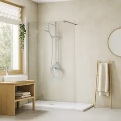 NORGLAS - Mampara de Receptáculo Fija 90x185 cm Vidrio Templado 8 mm