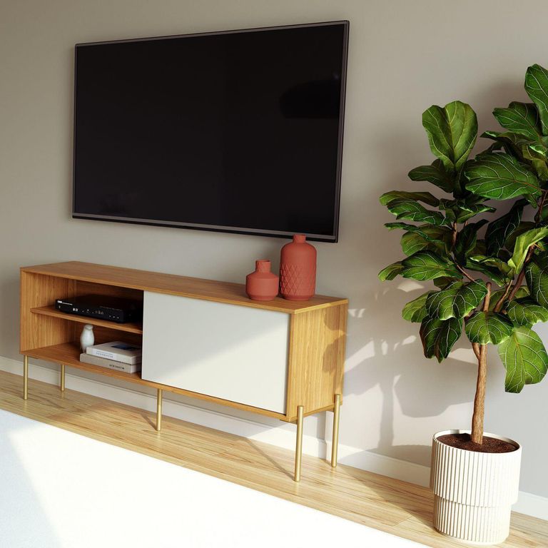 Rack 65 " R516 Castaño Off White 144x62x35 cm