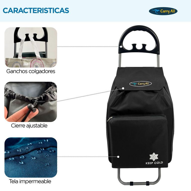 Carro De Compras Plegable Glasgow 47 L Con Cooler