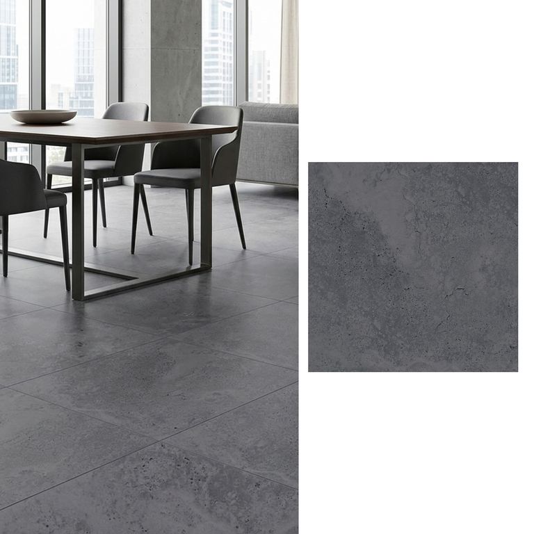 Porcelanato 60x60 cm Apriko Anthracite Gris Oscuro 1.44 m2