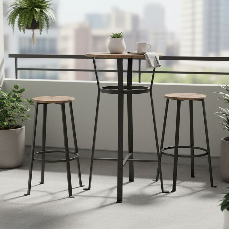 Juego de Comedor Murray 2 Sillas Mesa Redonda 60 x 108 cm Café
