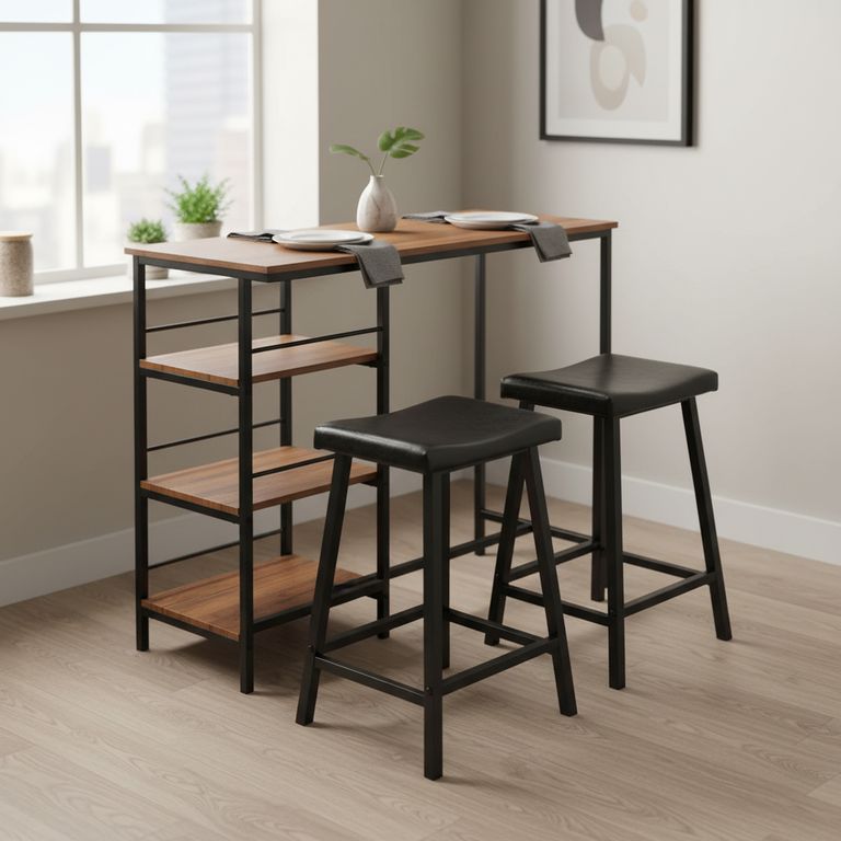 Juego de Comedor Vesant 2 Sillas Mesa Rectangular 102 x 50 x 91 cm Café