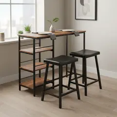 IDETEX - Juego de Comedor Vesant 2 Sillas Mesa Rectangular 102 x 50 x 91 cm Café