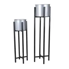 IMPORTADORA USA - Set 2 Maceteros de Metal 22x85 Gris