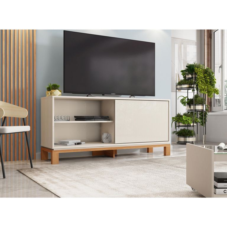 Rack 55 " Mondrian Off White Castaño 136x61.9x35.9 cm