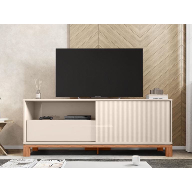 Rack 65 " Mondrian Off White Castaño 150x37.9x61.9 cm