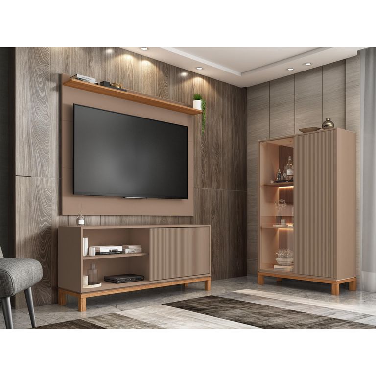 Panel TV 50" + Rack 1.3 + Vitrina Mondrian Gris