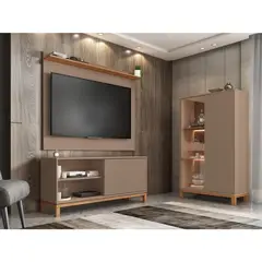 DECOCASA - Panel TV 50" + Rack 1.3 + Vitrina Mondrian Gris