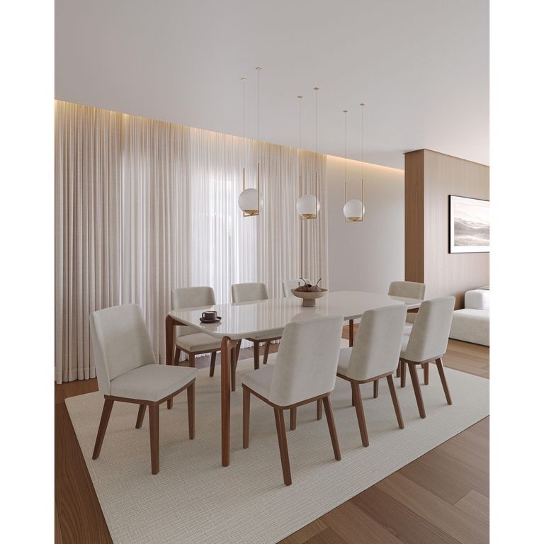 Juego de comedor Donatella 8 Sillas Mesa Rectangular 77x100x220 cm Café