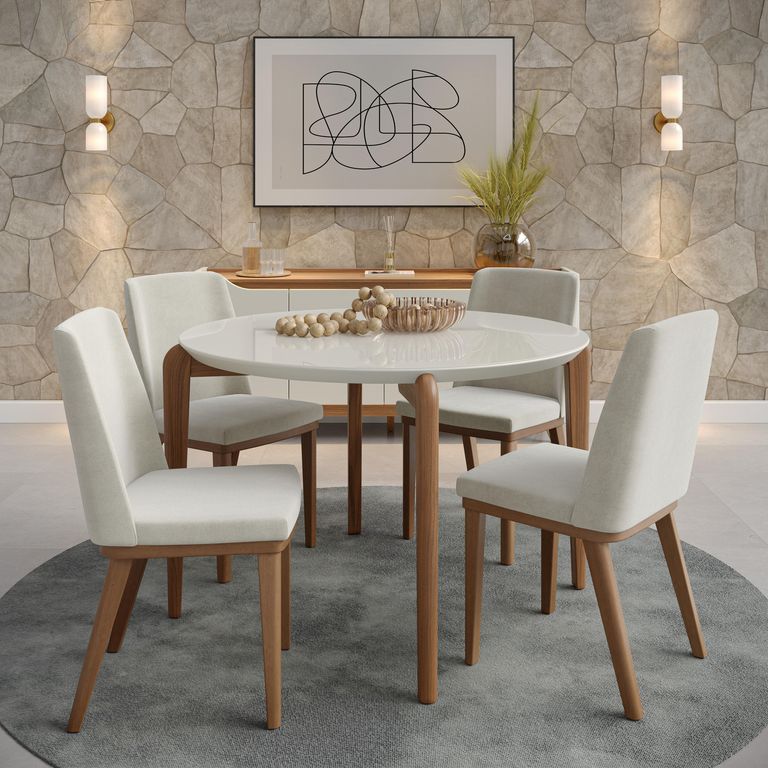 Juego de comedor Donatella 4 Sillas Mesa Redonda 115x77x115 cm Café