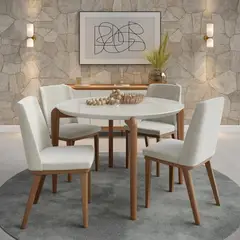 DECOCASA - Juego de comedor Donatella 4 Sillas Mesa Redonda 115x77x115 cm Café