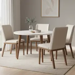 DECOCASA - Juego de comedor Donatella 4 Sillas Mesa Redonda 115x77x115 cm Café