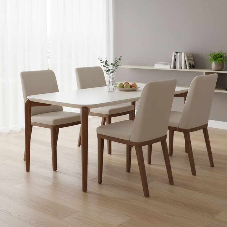 Juego de comedor Donatella 4 Sillas Mesa Rectangular 77x89x135 cm Café