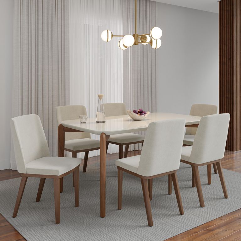 Juego de comedor Donatella 6 Sillas Mesa Rectangular 77x89x89 cm Café