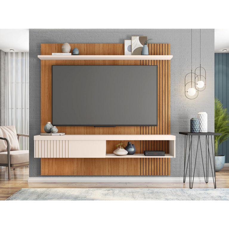 Panel TV 75 " Jade Castaño Off White 180x183x34 cm