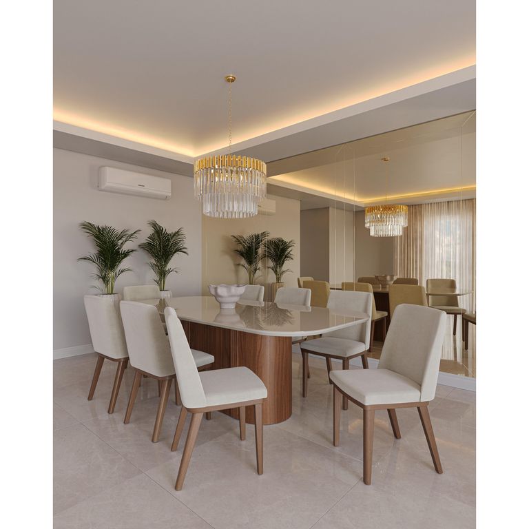 Juego de comedor Kalina 8 Sillas Mesa Rectangular 76,4x109x219 cm Café