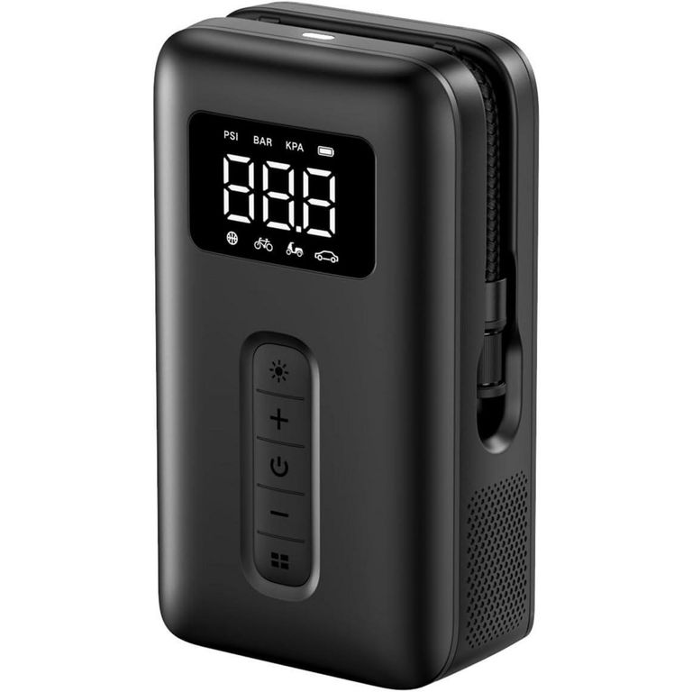 Inflador Portátil Recargable 150 psi para Neumáticos Negro