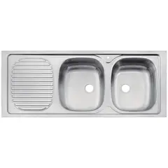 TRAMONTINA - Lavaplato Sobreponer Secador Izquierdo 2 Cubeta(s) 52x19x15 cm Acero inoxidable
