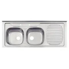 TRAMONTINA - Lavaplatos Sobreponer Secador Derecho 2 Cubeta(s) 120x15x50 cm Acero inoxidable