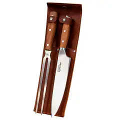 PROFESOR KLOCKER - Set cuchillo + trinchante con funda de cuero