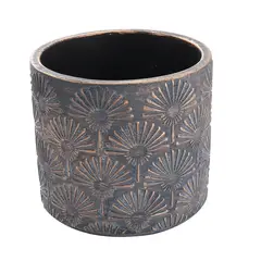 SOHOGAR - Maceta De Cemento Colores Cobre y Gris 10,8x12x12 cm