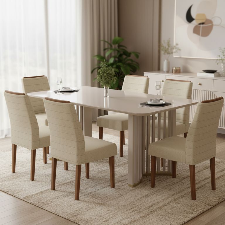 Juego de Comedor Luma 6 Sillas Mesa Rectangular 180x100x80 cm Café
