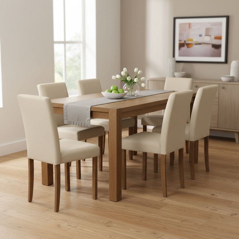 Juego de comedor Phoenix 6 Sillas Mesa Rectangular 90 cm x 75,5 cm x 150 cm Café