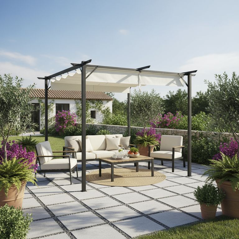 Pérgola Marfil Poliéster 300x300x300 cm