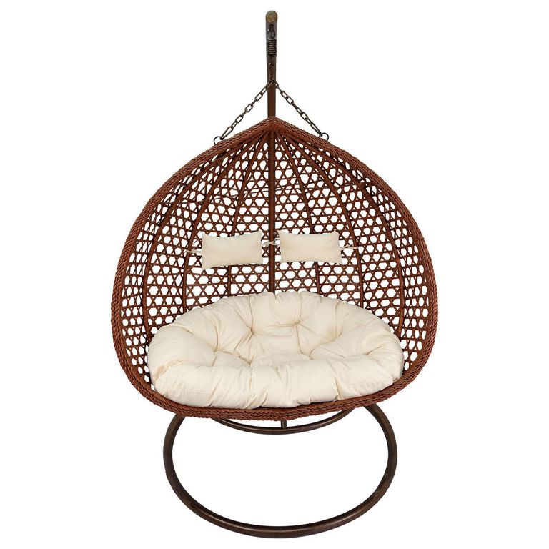 Silla Colgante Hawái XL Chocolate Cojín Marfil