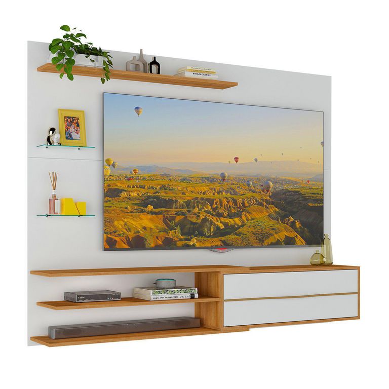 Panel Rack TV 65" MP1064.0001 Blanco Miel 180x141.5x30 cm