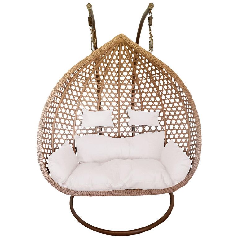 Silla Colgante Hawái XXL Caramelo Cojín Marfil