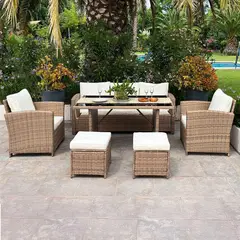 EL BARCO - Juego de Terraza Living Aurora 7 Personas Café