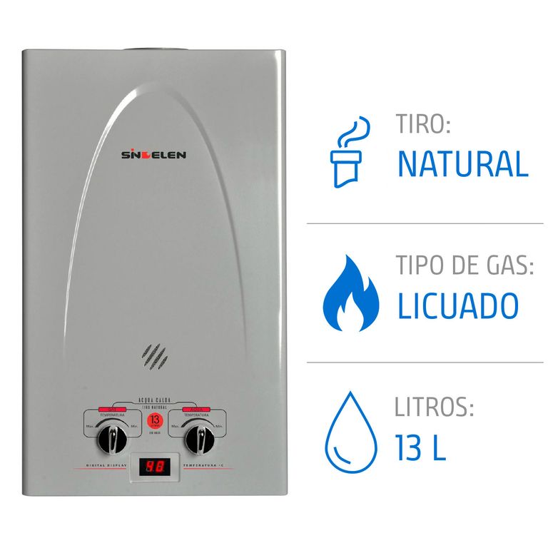 Calefont 13 Litros Gas Licuado Tiro Natural Ionizado