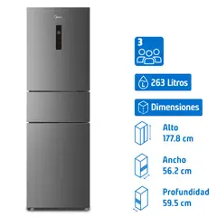 MIDEA - Refrigerador Bottom Freezer No Frost 263 Litros MDRB363TDE50IN