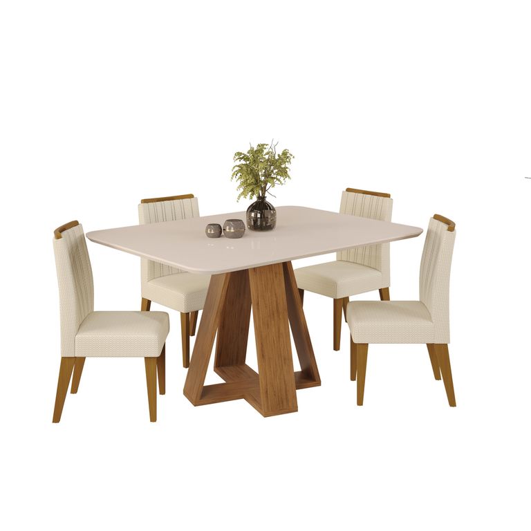 Juego de comedor Alice 4S 4 Sillas Mesa Rectangular 120x90x80 cm Café