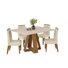 ALTAVISION - Juego de comedor Alice 4S 4 Sillas Mesa Rectangular 120x90x80 cm Café