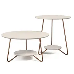 ALTAVISION - Conjunto mesas de centro Liz Blanco crema 50/60x50/60x51.5 cm