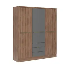 ROCA - Closet 6 Puerta(s) 3 Cajón(es) 5 Repisa(s) 130x206x46.50 cm Canela