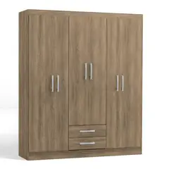 ROCA - Closet 6 Puerta(s) 2 Cajón(es) 3 Repisa(s) 154x182x45 cm Nogal