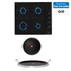 TEKA - Combo Empotrado Encimera, Grill Redondo, Hlx640 Bk + Grill Redondo