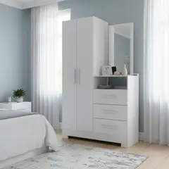 HOME MOBILI - Closet 2 Puerta(s) 3 Cajón(es) 1 Repisa(s) 108x178x39 cm Blanco