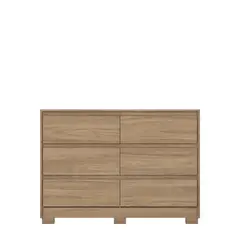 HOME MOBILI - Cómoda 6 Cajón(es) Velmo 130x93x48 cm Castaño