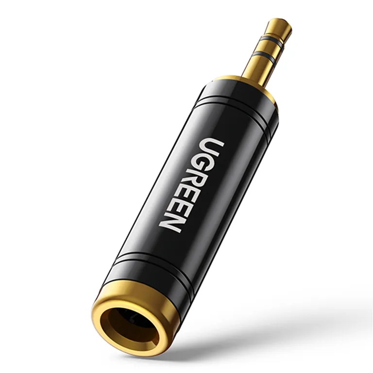 Adaptador Estéreo Jack 6.3mm Hembra a Plug 3.5mm Macho Chapado en Oro AV168