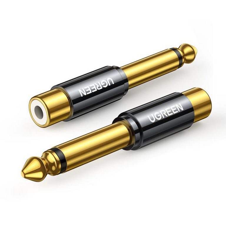 Adaptador Mono RCA Hembra a Plug 6.3mm Macho Chapado en Oro AV169
